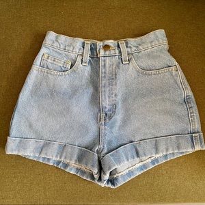American Apparel High Waisted Cuff Denim Shorts